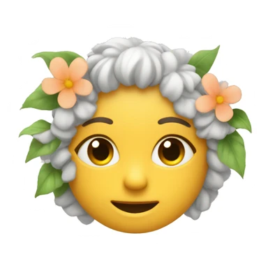blushing face with flowers  sticker
