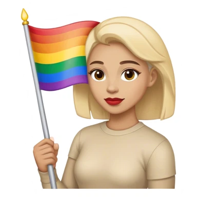 woman with lgbt flag sticker