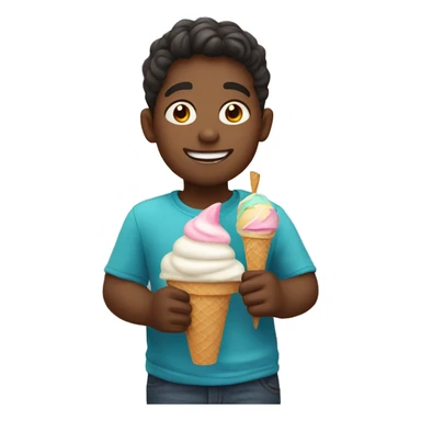 boy enjoying ice cream sticker