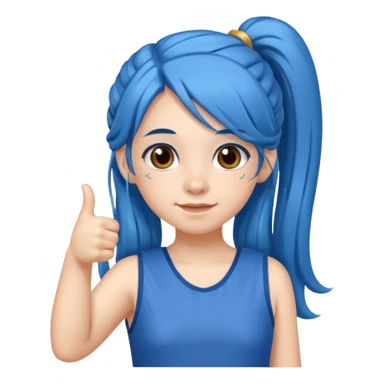 long blue hair girl in pig tails with brown eyes giving thumbs up sticker