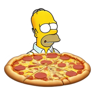 homer simpson mange une pizza sticker