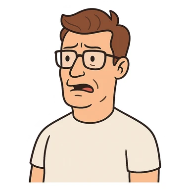 male with glasses, French cut hairstyle, brown hair sticker