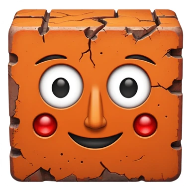 A rectangular brick with a face sticker