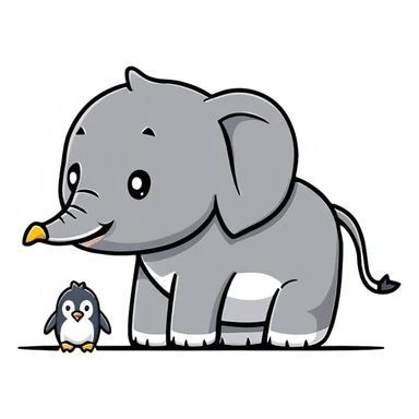Elephant and penguin sticker