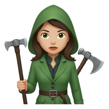 female executioner in green suit sticker