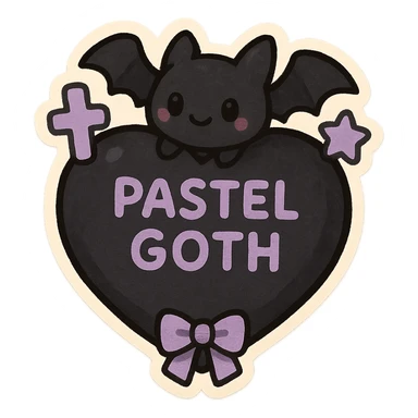 pastel goth black object sticker