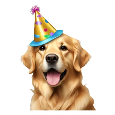 Golden retriever with party hat  sticker