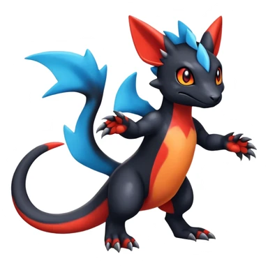 Cute Shiny Guilmon-Quilava-Salandit-Umbreon-Fakémon-hybrid-creature (full body)  sticker