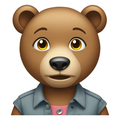 Female bear wearing a shirt with a lot of buttons sticker