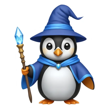 penguin wizard holding a wand sticker