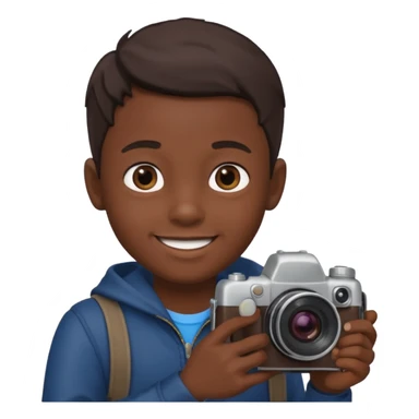 young boy cameraman hold a camera, dark kin sticker