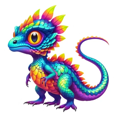 An exotic neon colorful unique bizarre eccentric Fakémon-creature (full body) sticker