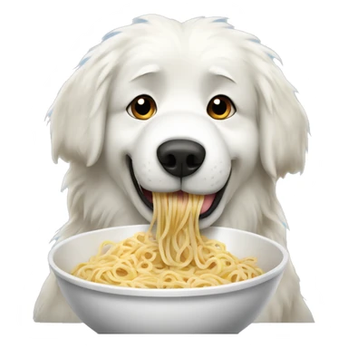 Great Pyrenees eating a Bowl of Noodles slurping noodle sticker