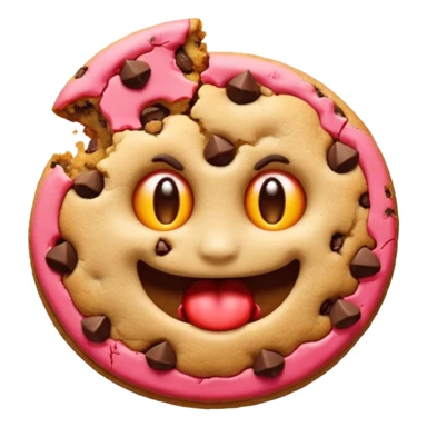 Bitten cookie + devil emoji sticker