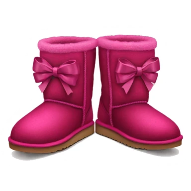 Realistic pair of raspberry color Ugg fur boots with ribbon bows. sticker