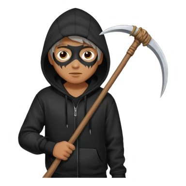 crane en capuche noir avec une faux sticker