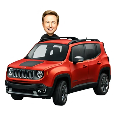 elon musk driving a jeep renegade sticker