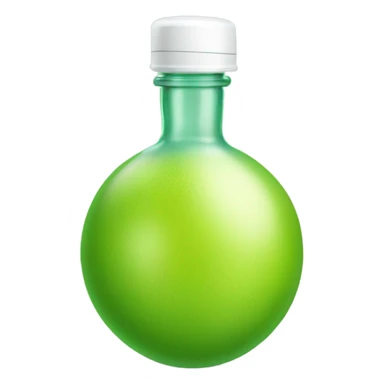 spherical lime green bottle with a white bottle cap sticker