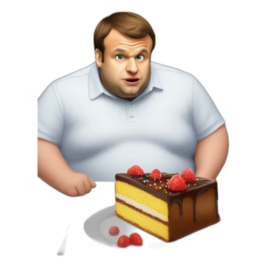 emmanuel macron morbidly obese eating cake sticker