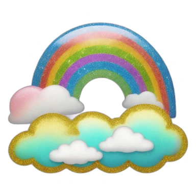 glitter rainbow with clouds sticker