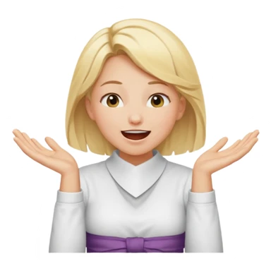 Happy blonde girl with eyes closed and mouth wide open and hands cupped around her neck - her eyes are squinty with excitment mo sticker