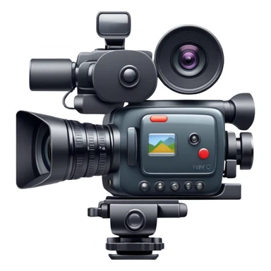 Create an emoji for video shooting. Show a video camera with a recording icon. Use modern, professional colors. Do not include any emojis or smiley faces. Make the background transparent. sticker