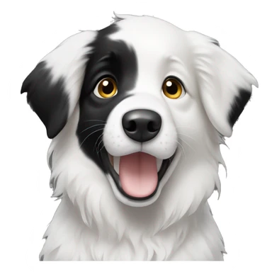 border collie puppy that is mostly white with black masking   sticker