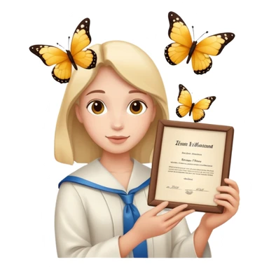  butterflies and diploma  sticker