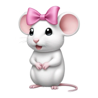 White mice pink bow sticker