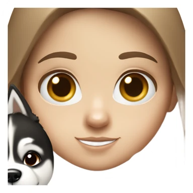 white girl with brown hair and a black and white husky  sticker