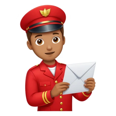 mailman in red uniform holding letter sticker