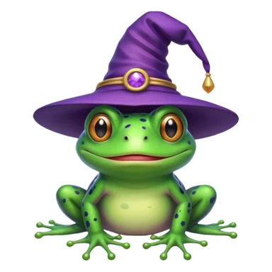 frog wear purple wicth hat sticker