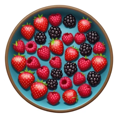 bowl solo de frutos rojos: fresas, moras, frambuesas. con vista desde arriba sticker