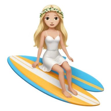 Bride holding her phone and long sholve. Under her feet, there is a surfing board. sticker