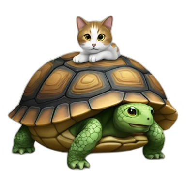 Un chat assis sur une tortue  sticker
