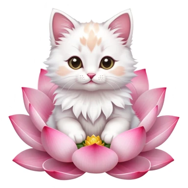 Kitten sitting on lotus flower sticker