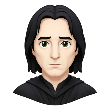 Severus Snape with black hair, hooked nose, dark eyes, wearing black robes sticker