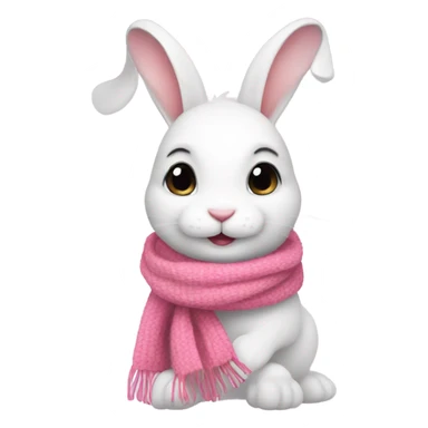 white bunny with pink scarf sticker