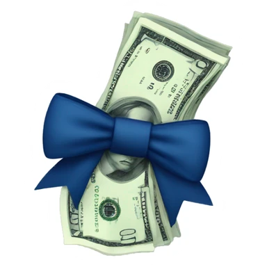  money with dark blue bow sticker