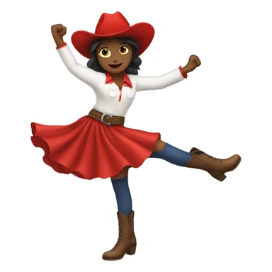 A girl with a red cowboy hat and a skirt doing a high kick sticker