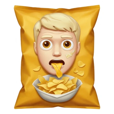 possessed guy eating a bag of chips sticker