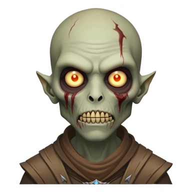 Cinematic Realistic WoW undead civilian Portrait, head tilted epicly and inquisitively, showcasing grim resilience and defiant strength. His withered, pallid skin and intense, glowing eyes contrast starkly with his worn, earth-toned clothes, rendered in meticulous detail. With dynamic, high-contrast lighting and high shine, this portrait exudes an epic aura, capturing the relentless will of a battle-hardened undead civilian. sticker