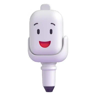 Change the microphone body color to white, keep the happy face and 3D emoji style, preserve the rest of the design. sticker