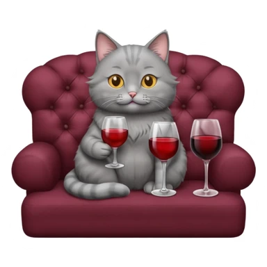 gray Cat sitting On A Couch With Wine sticker