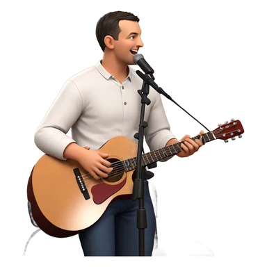 boy singing with guitar indoors sticker