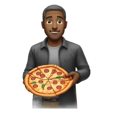 Man closup with pizza sticker