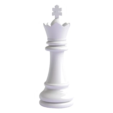 3D emoji style king chess piece, classic white, glossy finish, simple and elegant, no text sticker