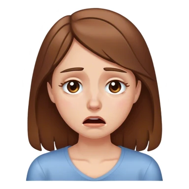 A white girl with brown hair, crying sticker