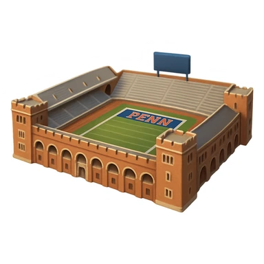 Create a highly realistic and detailed emoji of Franklin Field at the University of Pennsylvania. The architecture should be lifelike with accurate colors and bright lighting. The emoji must be clearly recognizable as Franklin Field. Keep the background transparent. sticker