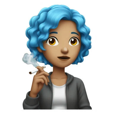blue haired girl smoking sticker